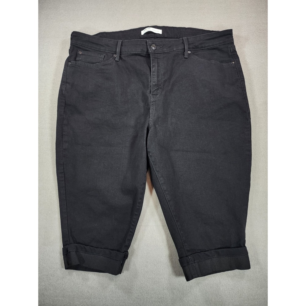 Signature by Levi Strauss Size 20 Gold Black Mid-Rise Capri Jeans Cuffed Hem
